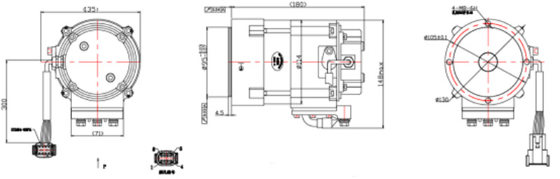 移動(dòng)車(chē)電機外形尺寸圖